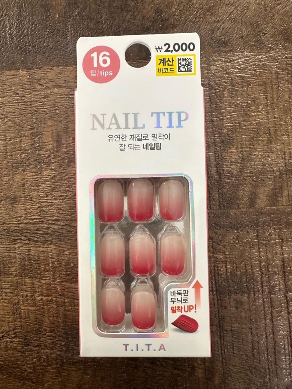 NEW Press-On Nail Tips in Pink Red Ombre - Pack of 16